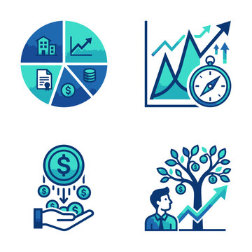 Business Finance Investment Growth Icons.