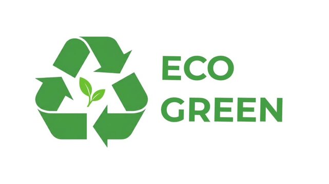 Green Recycling Symbol Animation Isolated on White Background | Eco Recycle Loop Motion Graphic