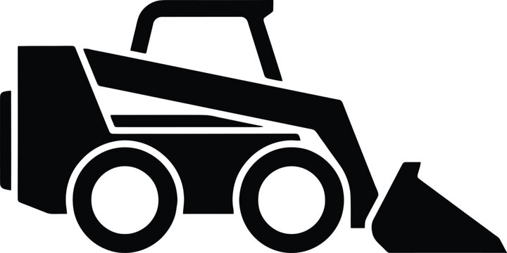 Vector silhouette of a skid steer loader a versatile construction vehicle with bold lines and shapes on a white background