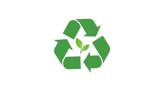 Green Recycling Symbol Animation Isolated on White Background | Eco Recycle Loop Motion Graphic