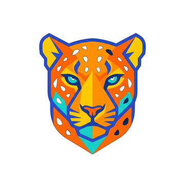 Stylized geometric leopard head illustration