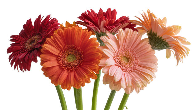 Group of Gerbera Daisies in Red Orange, and Pink Hues