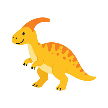 Corythosaurus Dinosaur Cartoon Character Flat Vector Illustration on White Background