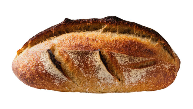 Crusty artisan sourdough bread loaf with golden brown crust