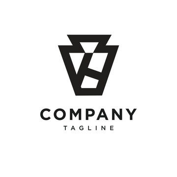 Letter K H Keystone Simple Logo Vector