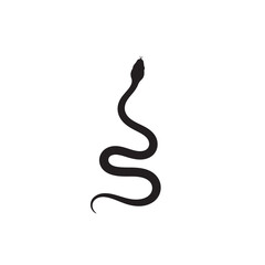 Fototapeta premium Black Relaxed Snake Silhouette in S Curve Shape, Minimalist Serpent Outline Tattoo Design, Simple Dark Reptile Animal Vector Illustration Icon Art