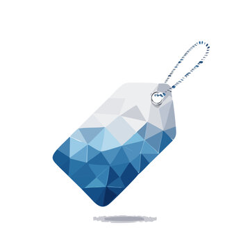Low poly price tag with geometric pattern and string