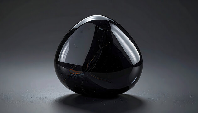 Elegant Black Glass Pebble on Dark Surface for Modern Decor