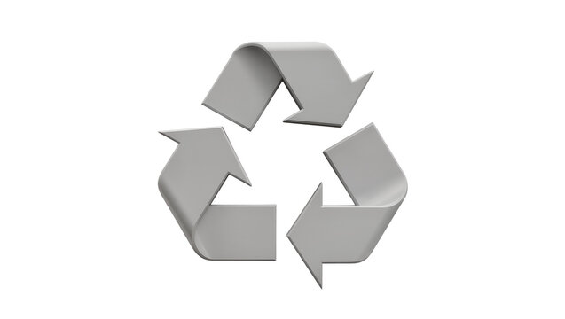 Gray 3D recycling symbol with arrows