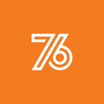 Number 76 in linear style.