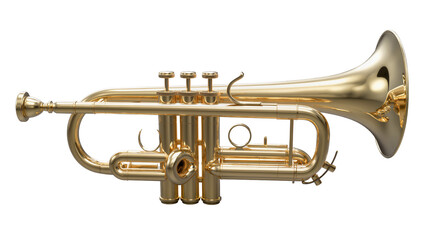 Obraz premium Shiny brass trumpet musical instrument with valves