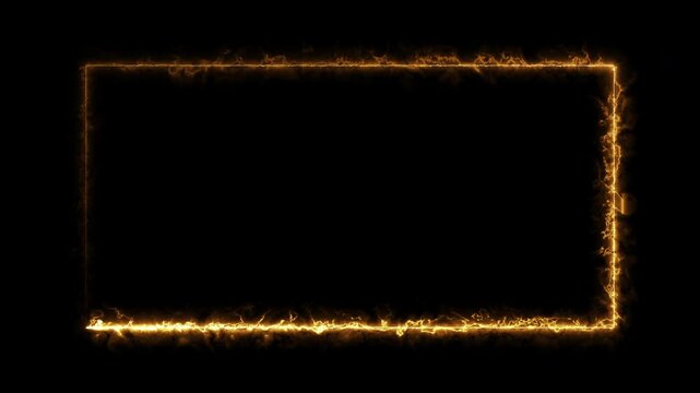 Abstract bright gold electrical spark border frame loop background