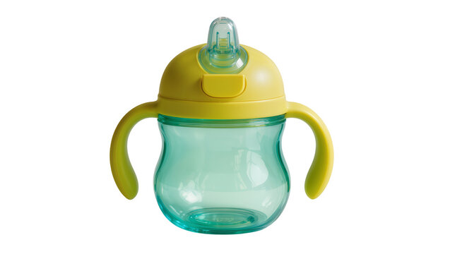 Yellow and Teal Baby Sippy Cup with Handles