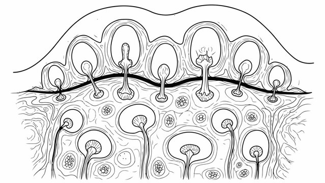 Anatomical Illustration of Human Skin Layers and Nerve Receptors