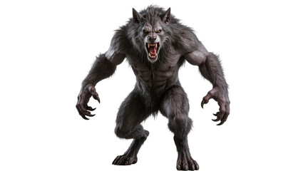 Fierce werewolf monster with sharp claws and fangs roaring © Luca