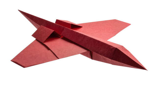 Red paper origami jet fighter airplane