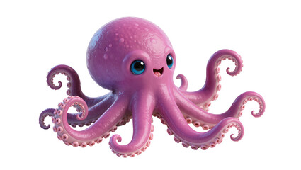 Cute pink octopus with blue eyes and smiling face © Hannah