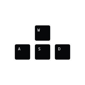 Gaming keyboard keys vector illustration, isolated on white background.