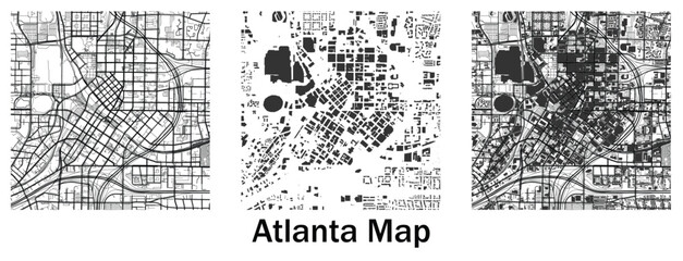 Obraz premium Atlanta Street Map Collection with Urban Road Network and City Layout Vector Illustration