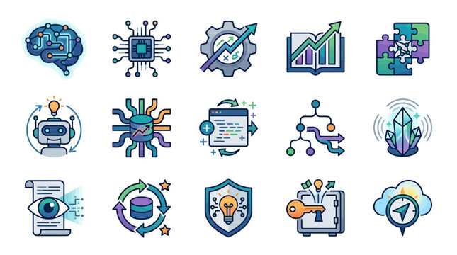 Collection of business technology icons.