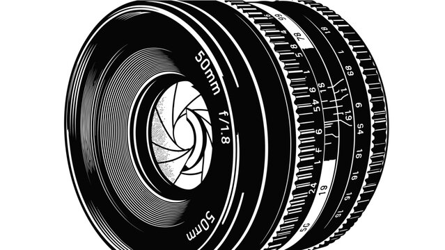Camera Lens Illustration 50mm f/1.8 Aperture Graphic