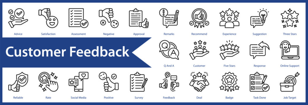 Customer Feedback web icon set and collection