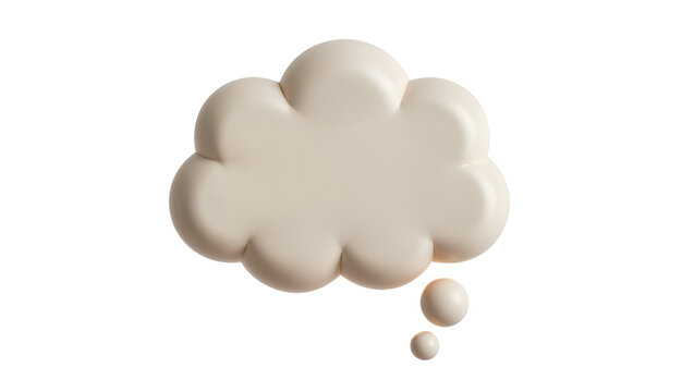 Creamy beige 3D thought bubble with small speech bubbles
