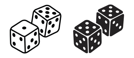 Dice cube game icon silhouette symbol isolated on transparent background, featuring a classic six-sided die representing board games, chance, entertainment, and recreational gaming concepts in a clean © Abdul Malek