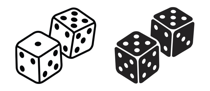 Dice cube game icon silhouette symbol isolated on transparent background, featuring a classic six-sided die representing board games, chance, entertainment, and recreational gaming concepts in a clean