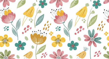 Fototapeta premium Light romantic watercolor flowers with gentle gradients and soft outlines