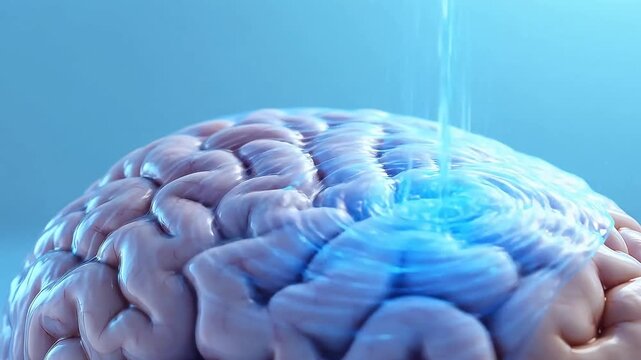 Gentle Blue Serotonin Rain Soothing the Brain's Canvas
