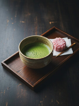 日本の伝統文化、茶道イメージの抹茶