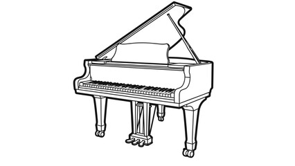 Simple line art drawing of a grand piano © kiki__