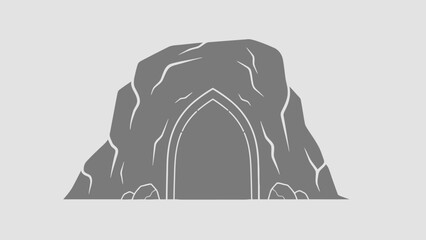 Minimalist Mountain Cave Entrance Vector Illustration © kiki__