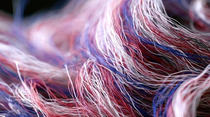 Obraz premium Macro View of Intertwined Fibers in Shades of Pink Purple and Blue.