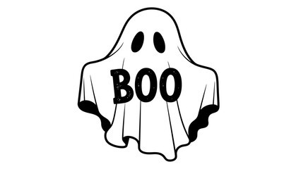 Cute Cartoon Ghost with Boo Text Illustration © kiki__
