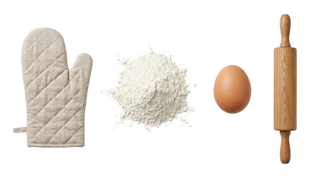 Baking ingredients and tools flat lay selection