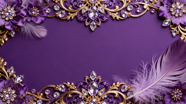 Purple floral and feather decorative pattern