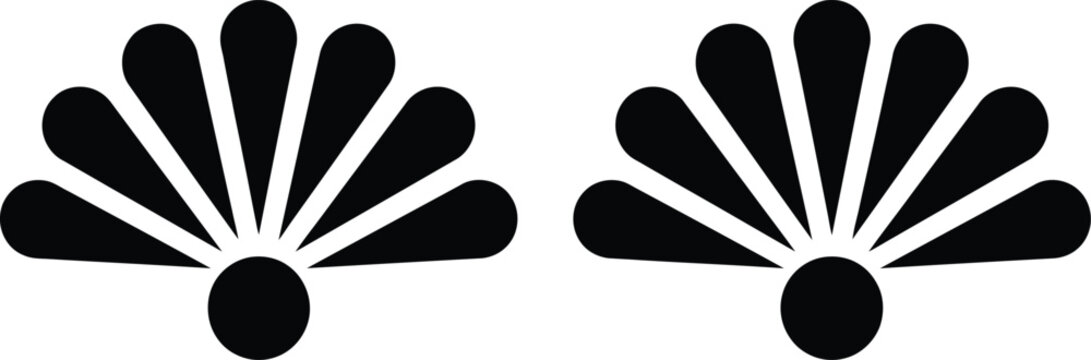 Black vector seashell silhouette pair graphic design element for coastal themes and nautical illustrations
