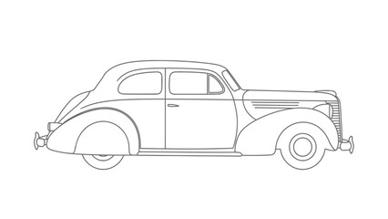 Fototapeta premium Vintage Classic Car Line Art Illustration