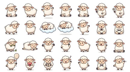 Obraz premium set off animals cartoon sheep