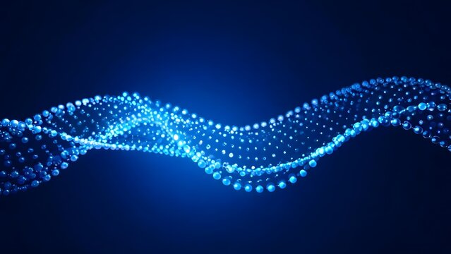 Blue glowing wave of spheres