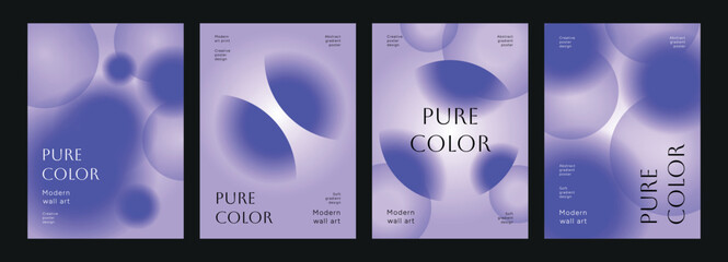 Abstract Gradient poster templates with soft Blur and violet pastel colors. Modern Mesh Design with glowing circles, petals and fluid compositions. Flat Vector Illustration for wall art prints. © roze ultra