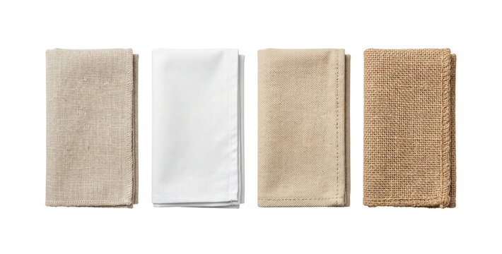 Folded cloth napkins in linen cotton canvas and burlap