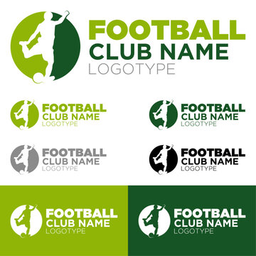 Football Club Logo Vector, Soccer Logo Template, Player Silhouette Sport Badge, Modern Team Emblem