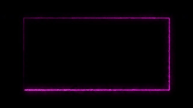 Abstract glowing purple neon light border frame loop background