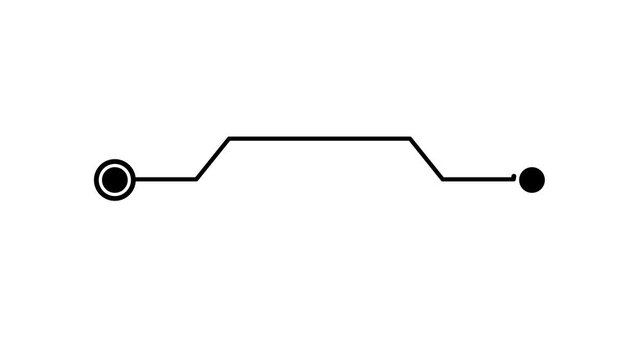 Black circle moving along horizontal line in simple animation sequence