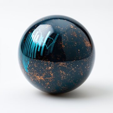 Mysterious Orgonite Sphere with Cosmic Swirls and Metallic Flecks.