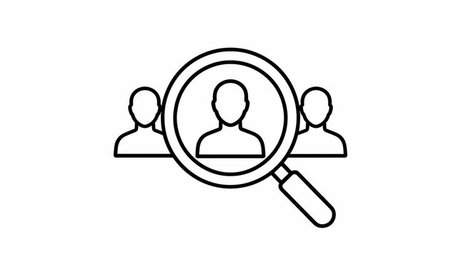 Magnifying Glass Focusing on One Person among Three Silhouettes