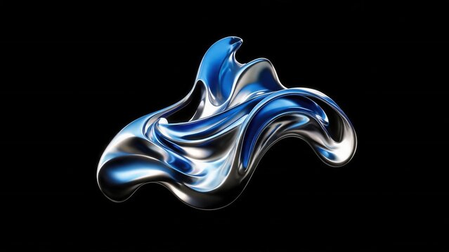 Abstract blue and silver liquid form